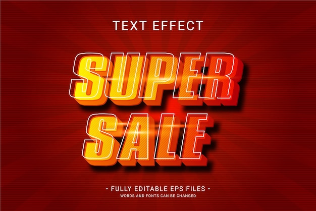 Super sale editable text effect banner modern 3d bold text effect style