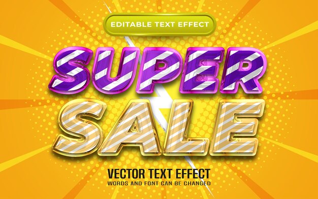 Vector super sale editable text effect comic style