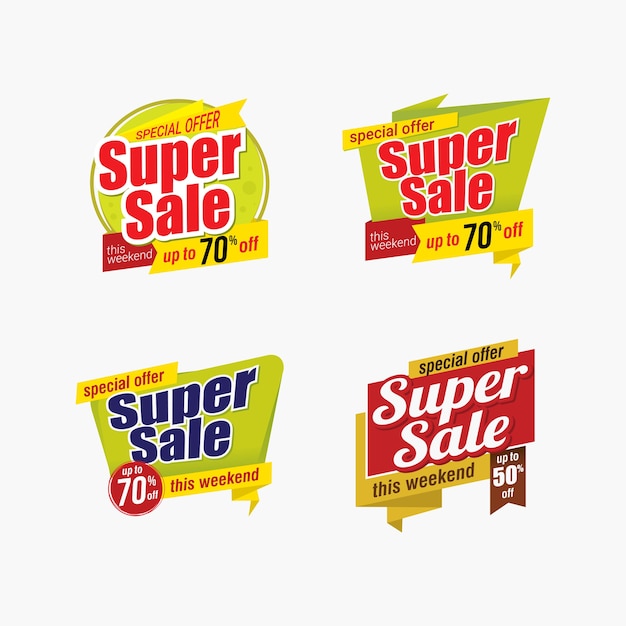 Super sale emblem collection, special offer banner