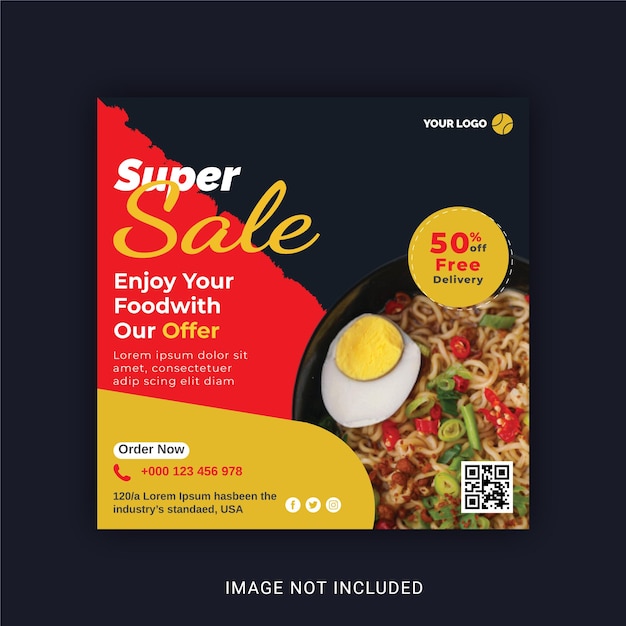 Super Sale Food Banner Social Media Post Template