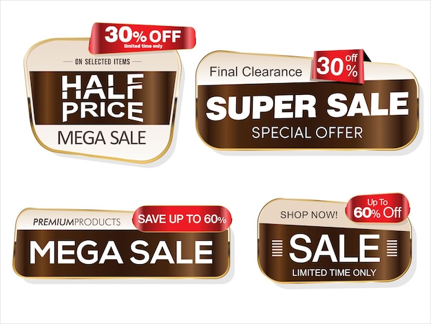 Super sale golden retro badges and labels collection vector illustration