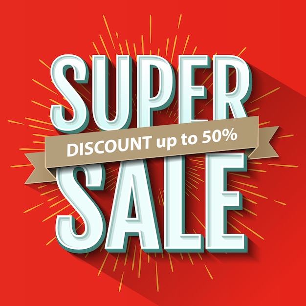 Vector super sale inscription, design template. super sale banner. 