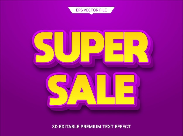 Vector super sale offer 3d editable text style effect 