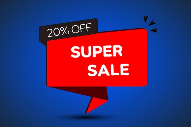 Super sale and special offer 20 discount 20 percent off Vector illustration in red and blue