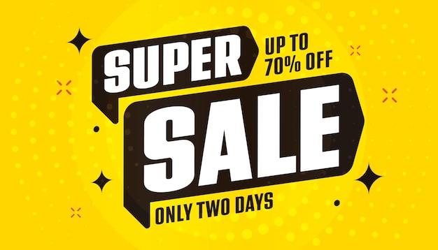 Super sale sticker with up to percent off discount offer