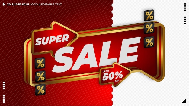 Super sale vector realistic text box for promotion banner