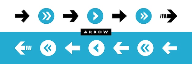 Super set different arrows mark Collections arrows pointers Flat style vector illustration