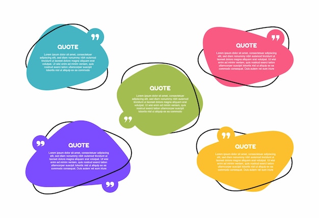 Super set different shape geometric texting boxes. Colored quote box speech bubble. Modern    illustration.