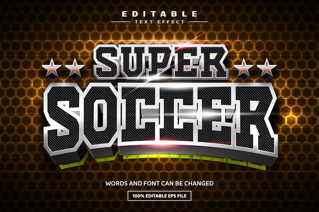 Super soccer 3D editable text effect template