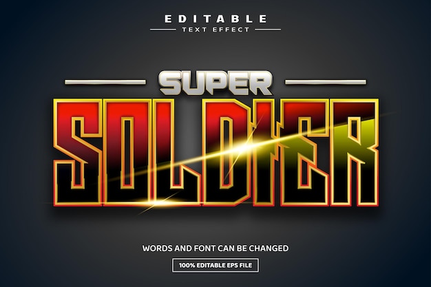 Super soldier 3D editable text effect template