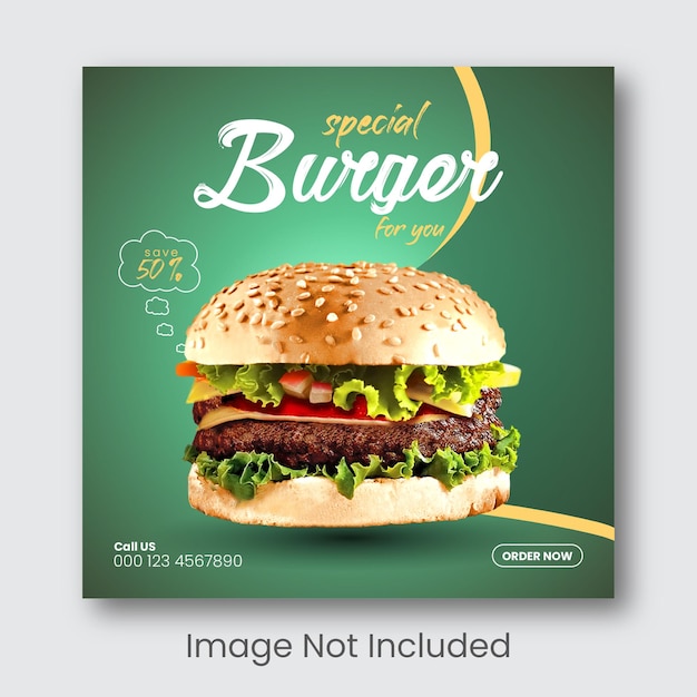 Super special burger social media post design template