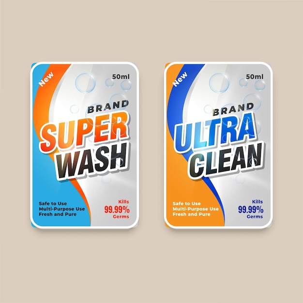 Super wash and ultra clean detergent labe