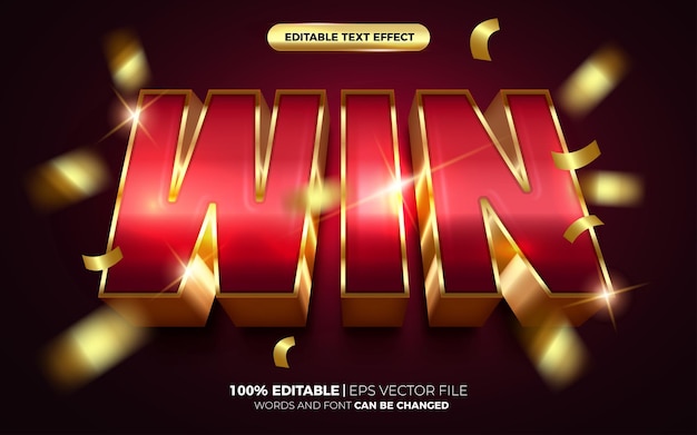 Super win red gold 3d editable text effect