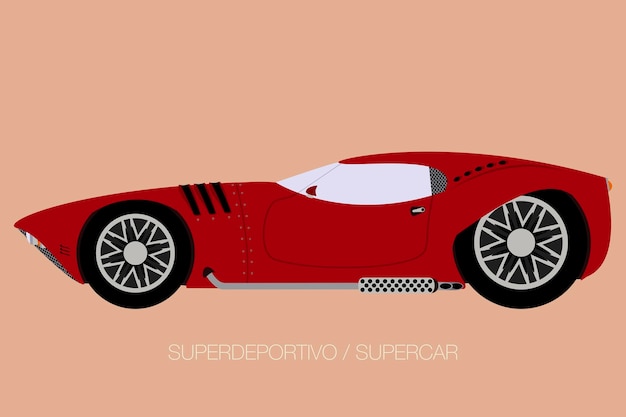 Supercar flat design, side view, flat design style