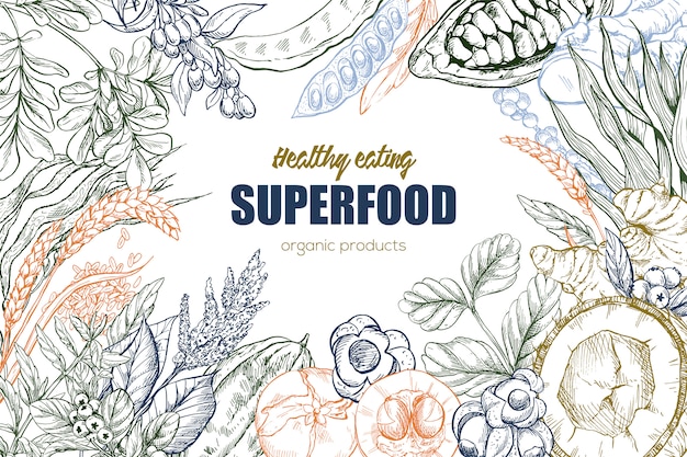 Superfood, realistic sketch frame design