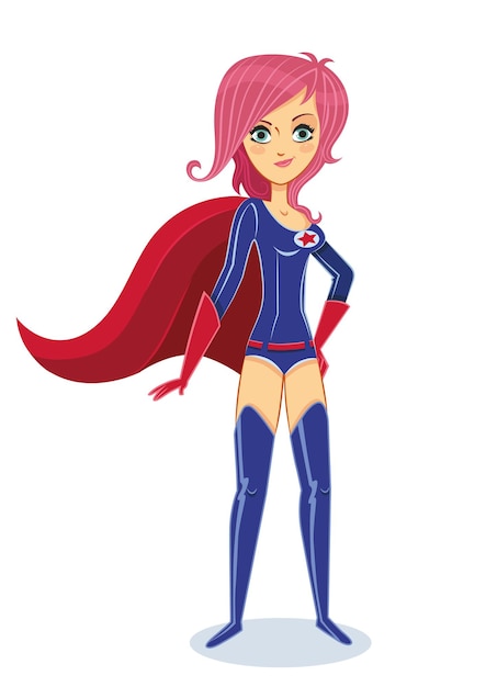 Vector supergirl cartoon character vector illustration