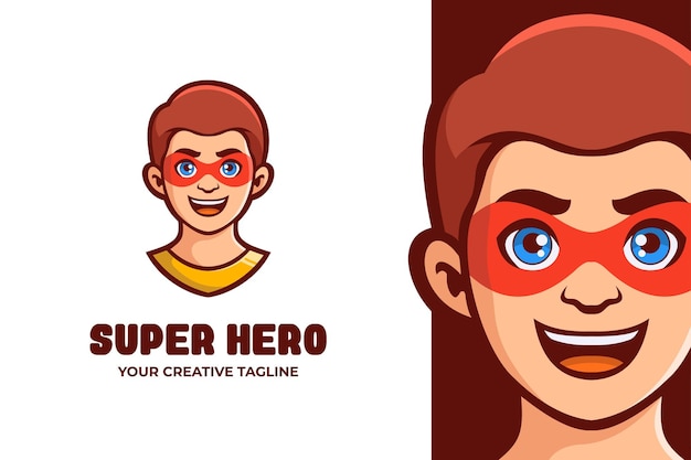 Superhero Boy Mascot Character Logo