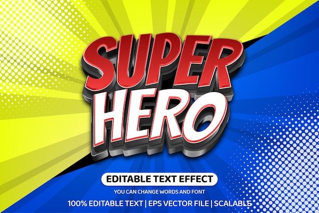 Superhero Cartoon comic 3d style Editable text effect