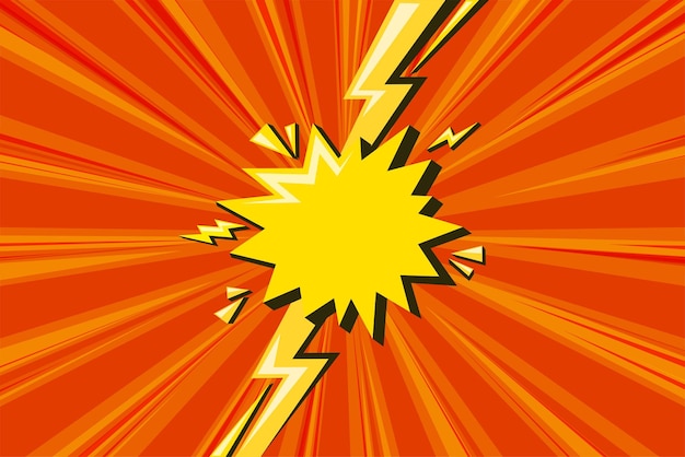 Superhero halftoned background with lightning Orange versus comic design Vector illustration