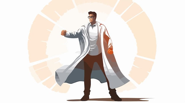 Vector superhero male scientist engineer doctor teacher concept