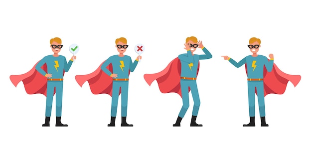 Superhero Man character vector design. Presentation in various action. no4