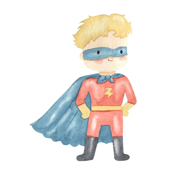 Superhero watercolor illustration for kids