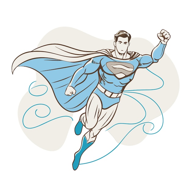 superman is flying vector illustration line circuit