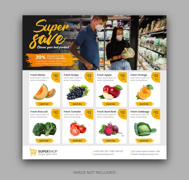 Supermarket sale social media instagram post and square banner