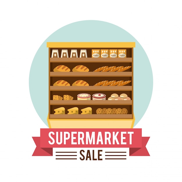 Supermarket sale stand illustration