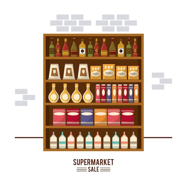 Supermarket sale stand illustration