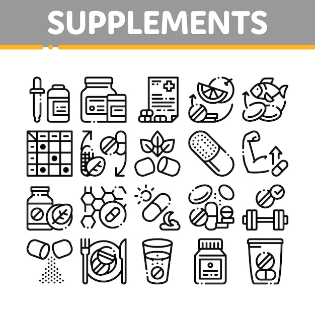 Supplements Collection Elements Icons Set 