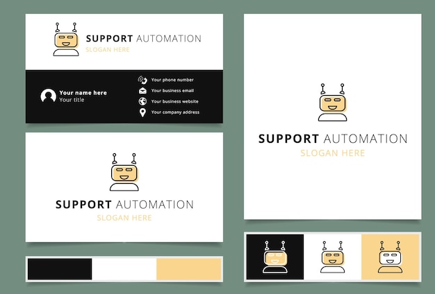 Support automation logo design with editable slogan branding