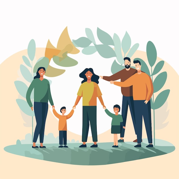 Vector support and help for large family social policy concept image