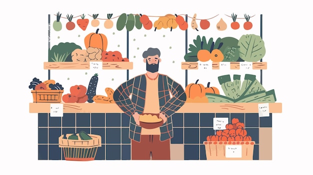 Vector support local farmers concept and farmers market background image