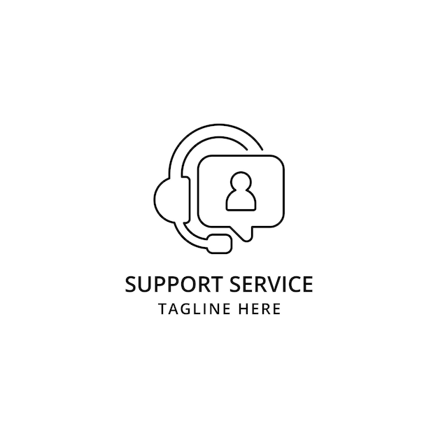 Support service with headphones logo template