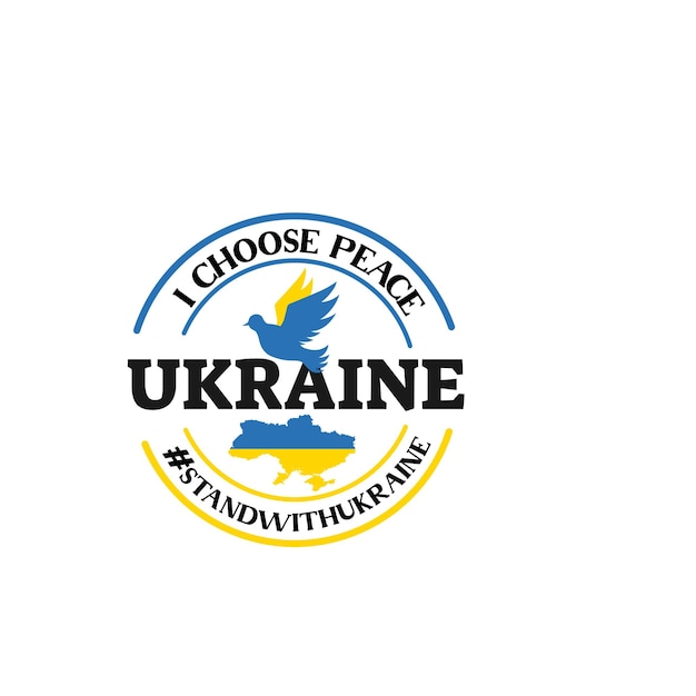 Support Ukraine Pray for Ukraine peace concept illustration Blue and yellow flag icon