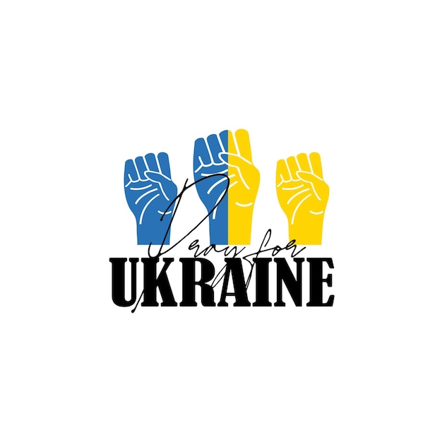 Support Ukraine Pray for Ukraine peace concept illustration Blue and yellow flag icon