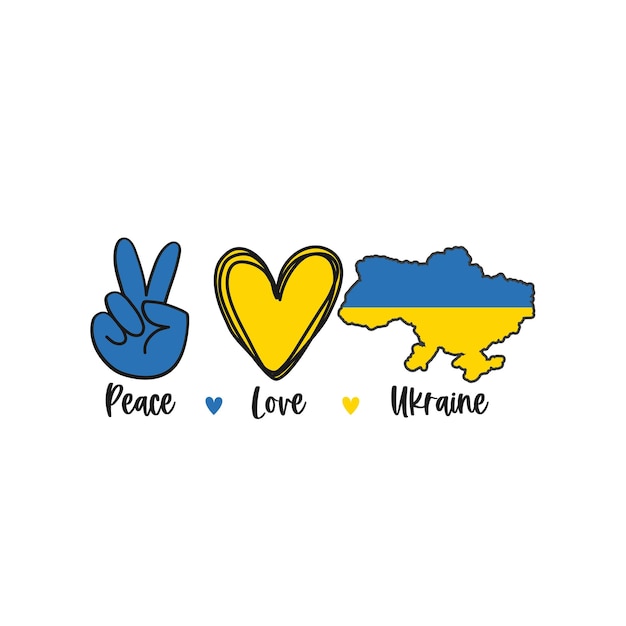 Support Ukraine Pray for Ukraine peace concept illustration Blue and yellow flag icon