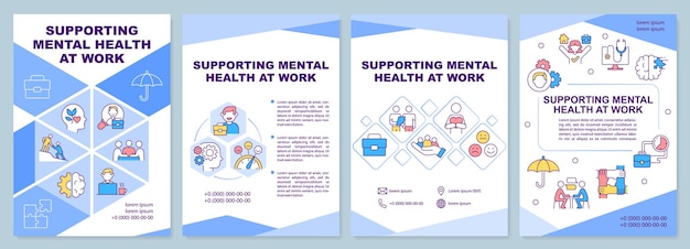 Supporting mental health at work blue brochure template