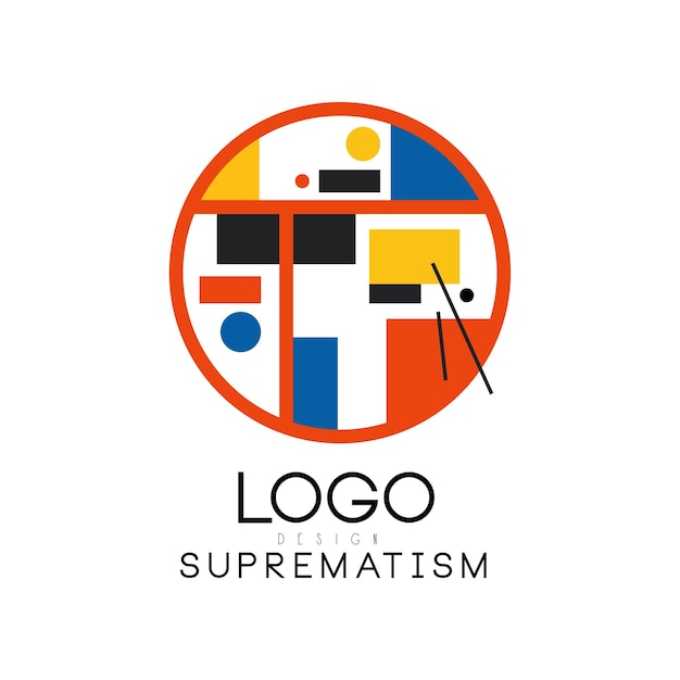 Suprematism logo modern geometric design element can be used for brand identity advertising poster banner flyer web app vector Illustration isolated on a white background