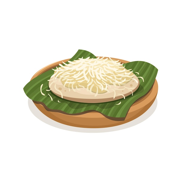 Surabi is indonesian pancake with shredded cheese topping illustration vector