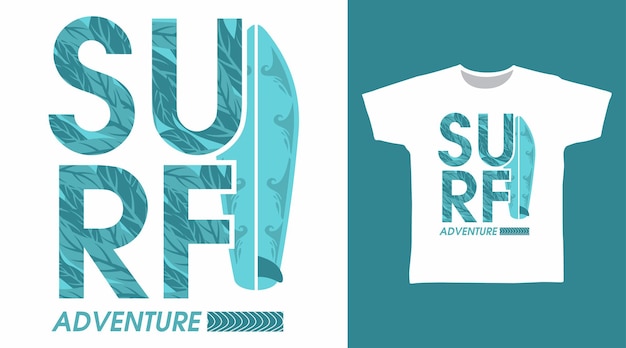 Surf adventure typography tee design concept