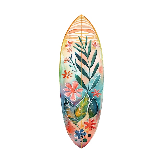 surf board vector illustration in watercolor style