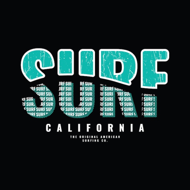 Surf california illustration typography t shirt design