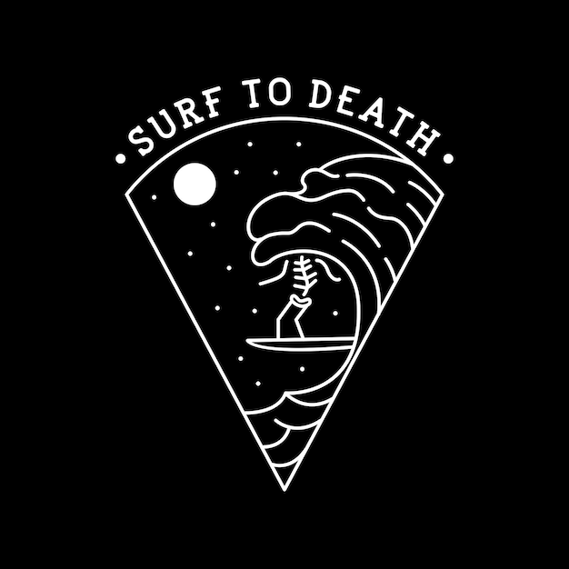 Surf to Death Monoline Illustration