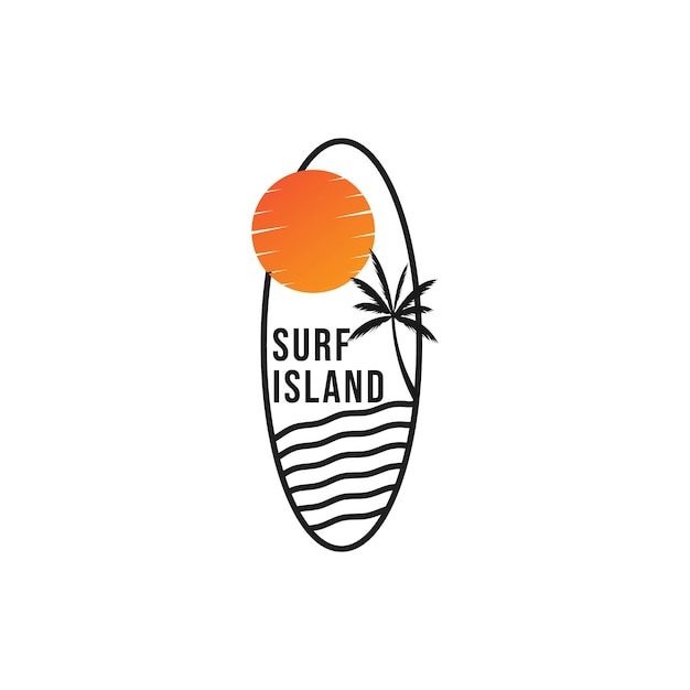 Surf island logo vector design template