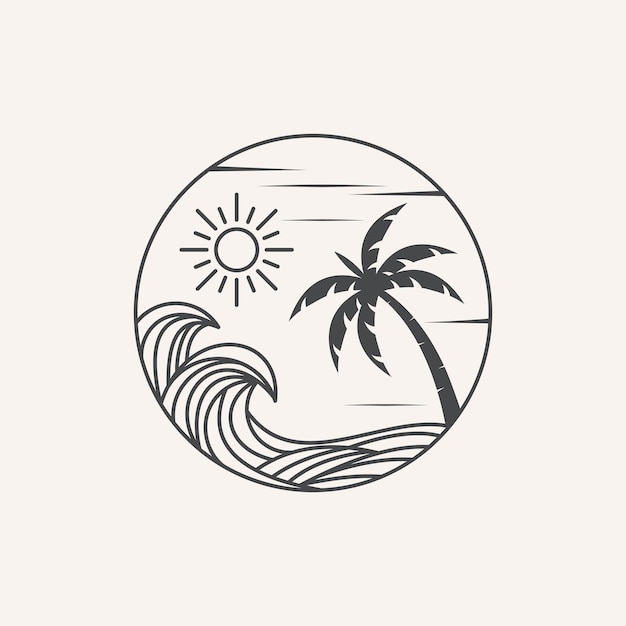 surf logo beach vacation summer holiday flat style icon vector illustration