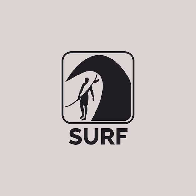 Surf logo silhouette design template for brand or company and other