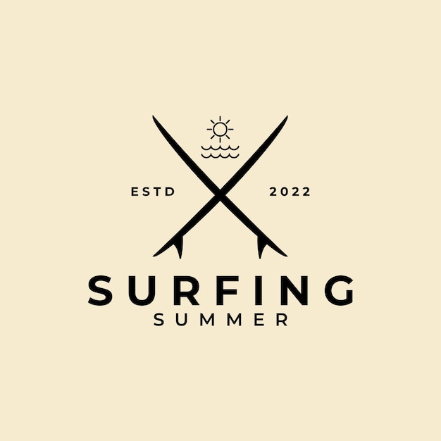 Surf logo vintage outdoor activity vector illustration