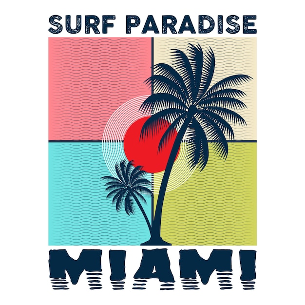 Surf Paradise Miami Vector Illustration T-Shirt Design